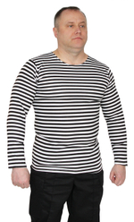 Тельняшка 2-х нитка черная полоса с начесом