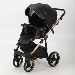 Детская коляска Adamex Cortina Special Edition 2 в 1 CT-402 кожа черная+черный+бронза