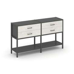 Shelf System Двухсекционный стеллаж двухярусный с ящиками SN.STM-222 Антрацит/Дуб Наварра/Металл Ант