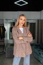 Пиджак в клетку из твида оптом