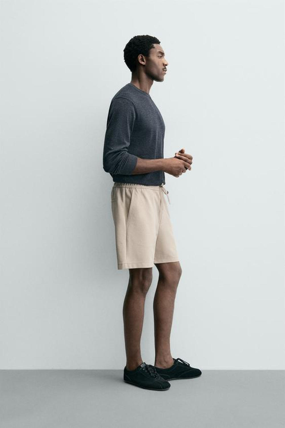 ZARA ШОРТЫ КОМФОРТНОЙ ПОСАДКИ ИЗ РЕЛЬЕФНОЙ ТКАНИ, БЕЖЕВЫЙ