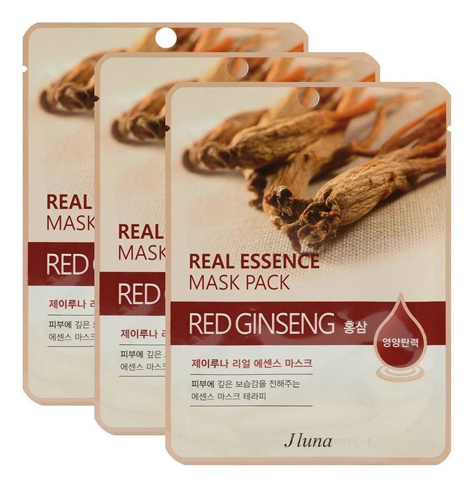 Тканевая маска с красным женьшенем JLUNA Real Essence Mask Pack Red Ginseng