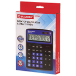 Калькулятор настольный BRAUBERG EXTRA-12-BKBU (206x155 мм) 12 разрядов двойное питание черно-синий
