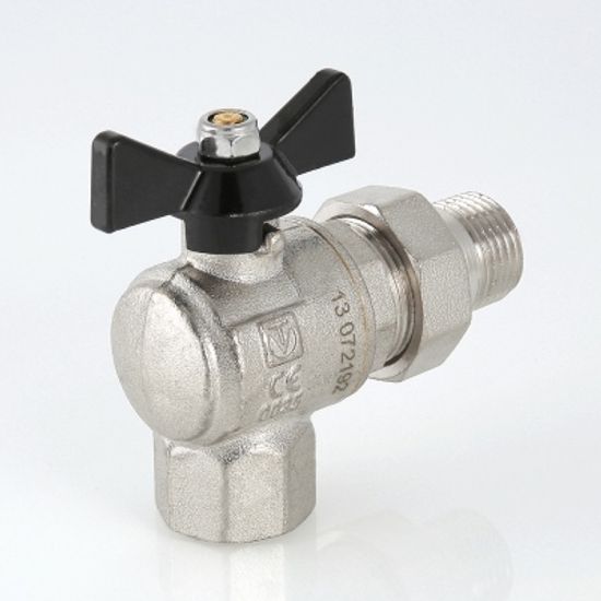 Кран шаровой Valtec Perfect 3/4" ВР/НР угловой с полусгоном ручка-бабочка (арт. VT.328.N.05)