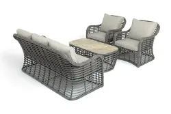 "Ницца" лаунж-зона из искусственного ротанга, цвет серый