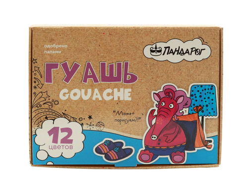 Гуашь ПандаРог Чудотворики, 12 цветов по 10 мл, в картонной упаковке