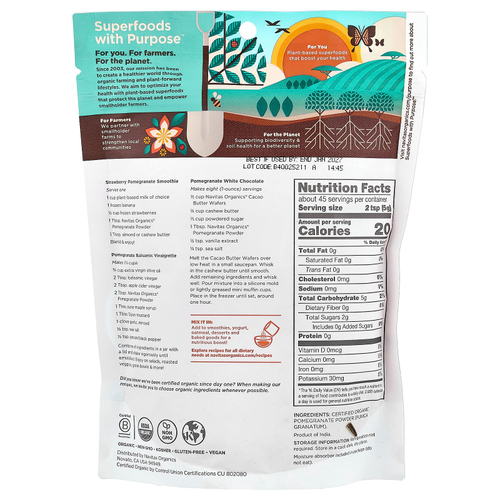 Navitas Organics, Органический гранатовый порошок, 227 г (8 унций)