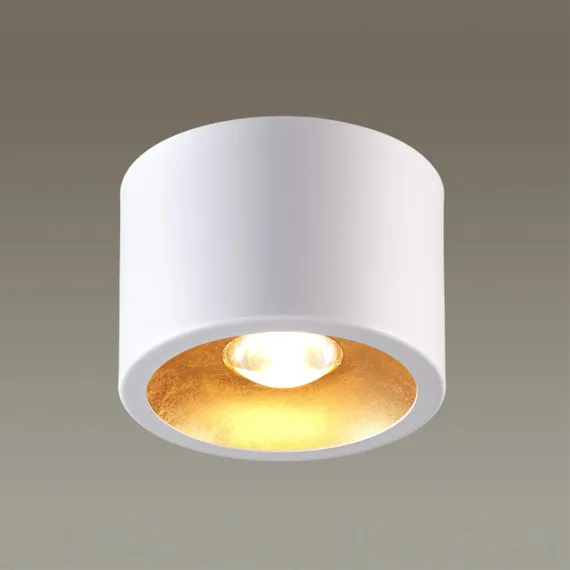6668/1CL HIGHTECH ODL19 337 белый с золотым фольг-м Потолочной накладной светильник LED GU10 1*7W 220V GLASGOW (вместо 3877/1CL)