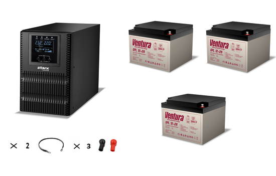 Комплект ИБП Stark Country 1000 Online One + АКБ Ventura GPL 12-26 х 3 шт.