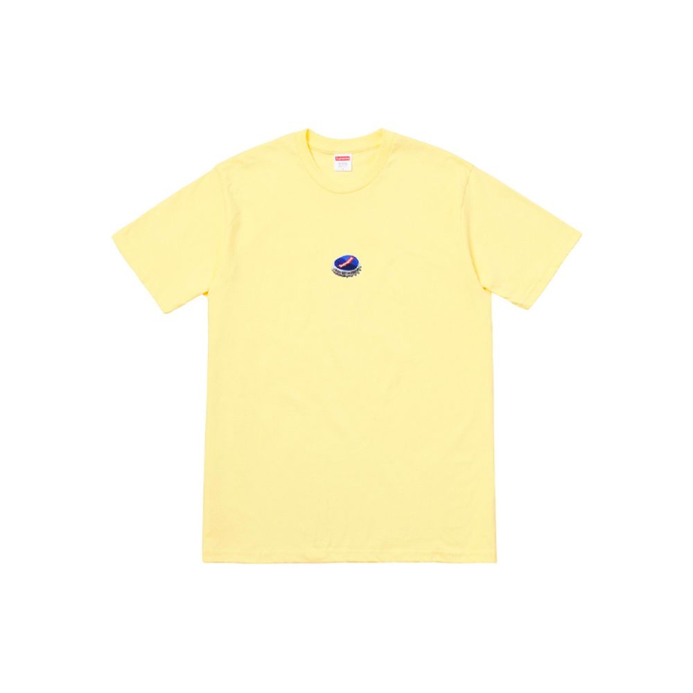 Supreme FW18 Bottle Cap Tee Pale Yellow Logo T