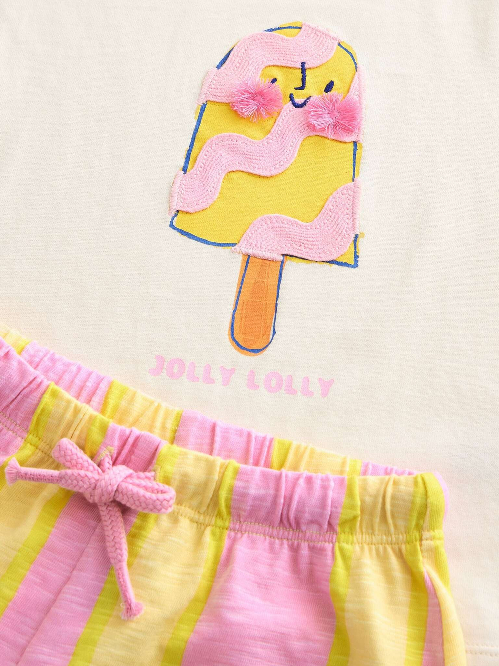 Футболка и шорты в комплекте для девочки Next AD5-564, Молочный, Желтый, Розовый