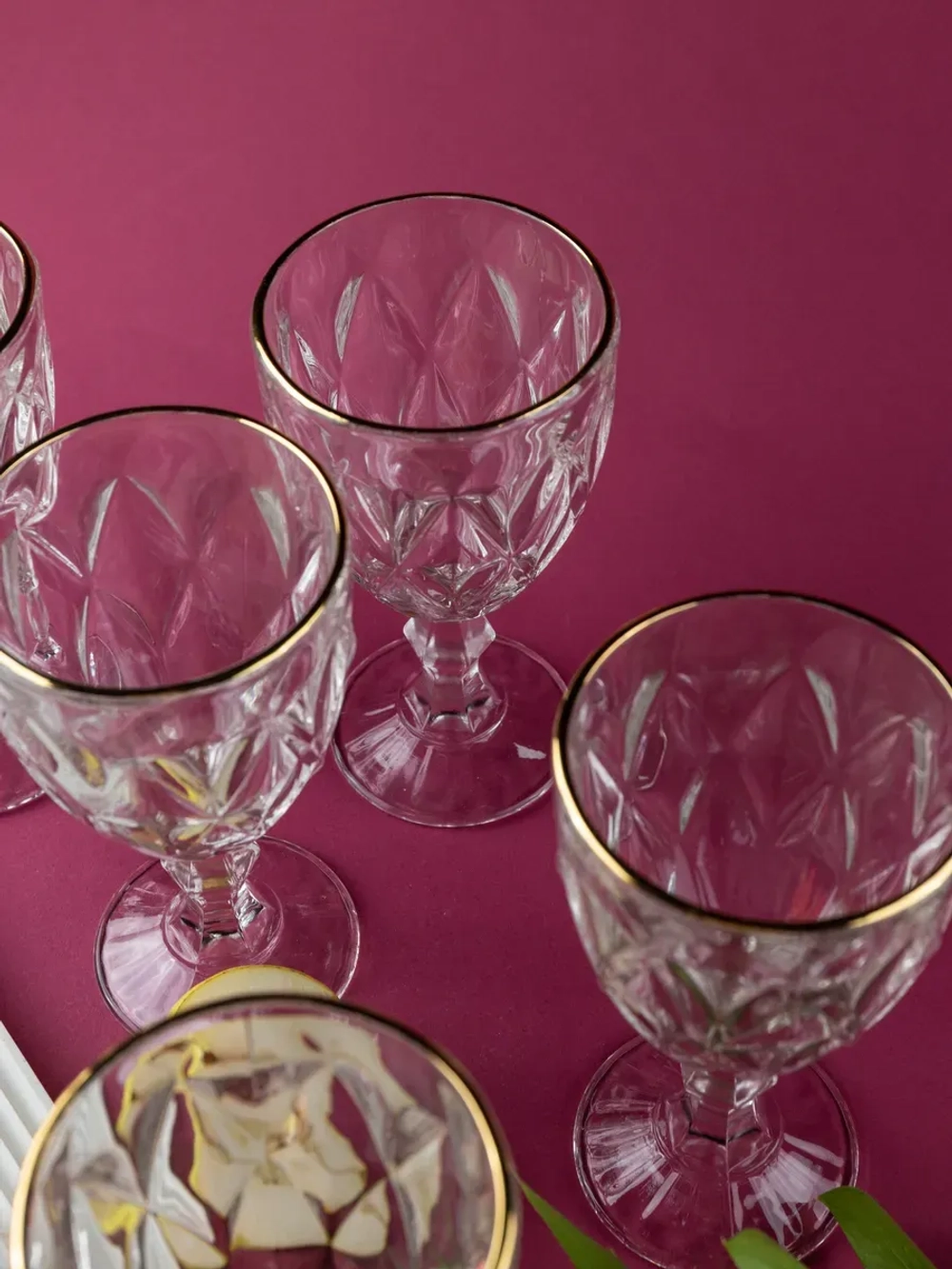 Набор фужеров для вина 6 шт, 330 мл, с золотой каймой