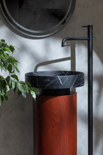 Boheme Раковина накладная Corian 400*130 Nero Marquina + Пьедестал для раковины Corian 300*720 Red Wood