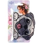 Заколка-краб для волос «#ХВОСТИКИ-КОСИЧКИ», мопсик Сапик, цвет белый, 7,5*5,5см