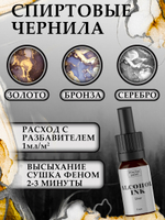 Набор спиртовых чернил 3 шт по 5 мл (бронза, золото, серебро)