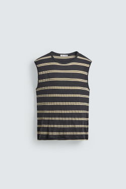 ZARA ЖАККАРДОВАЯ МАЙКА В ПОЛОСКУ, ПОЛОСКИ