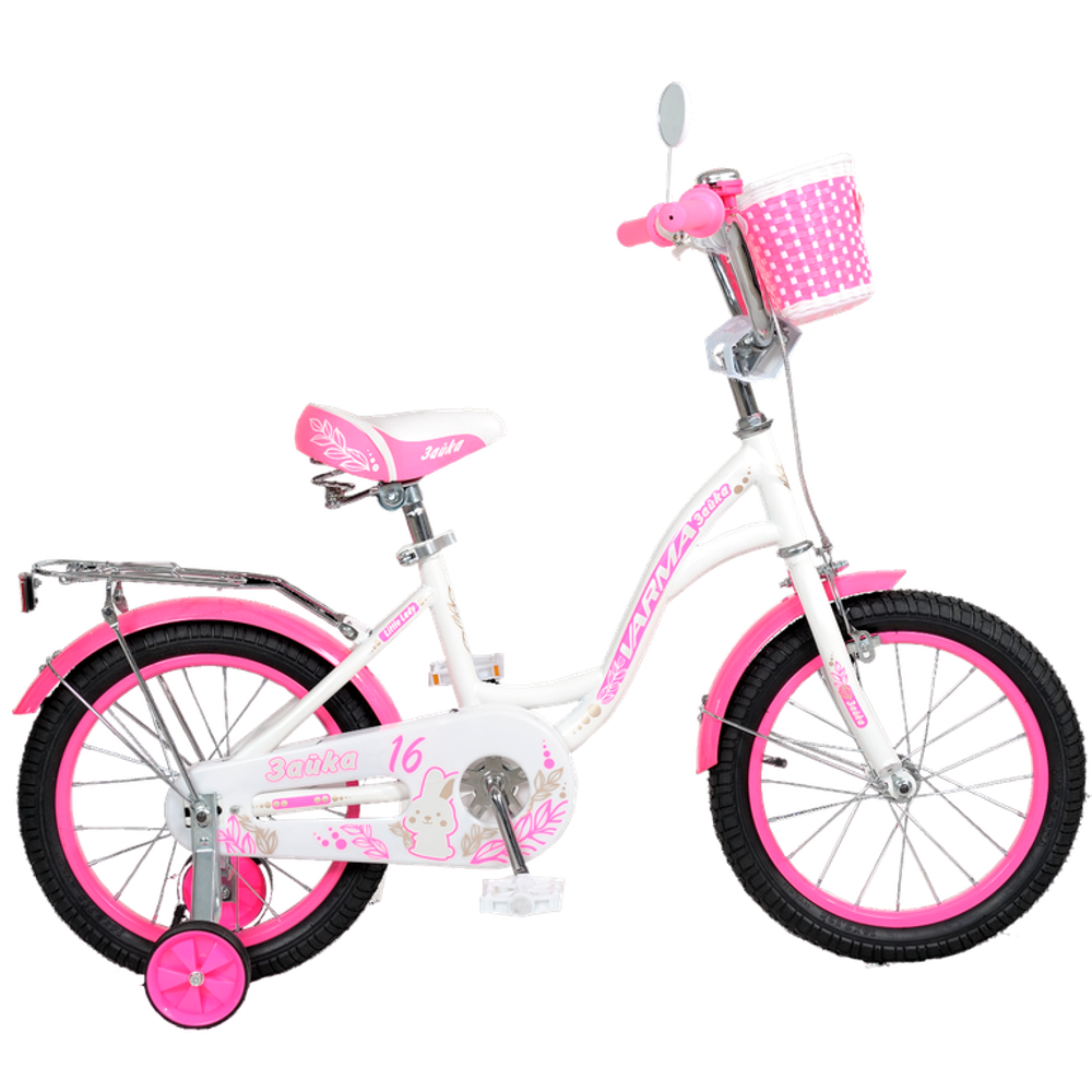 Велосипед 16&quot; Varma ЗАЙКА бело-розовый (Россия)
