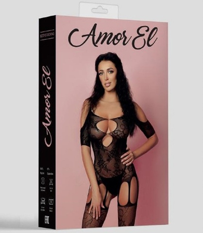 Боди-комбинезон на бретелях с имитацией пояса с доступом Amor El черный S/L