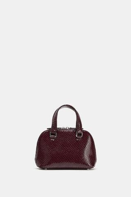ZARA МИНИ-СУМКА С ТИСНЕНИЕМ, БОРДОВО-КРАСНЫЙ