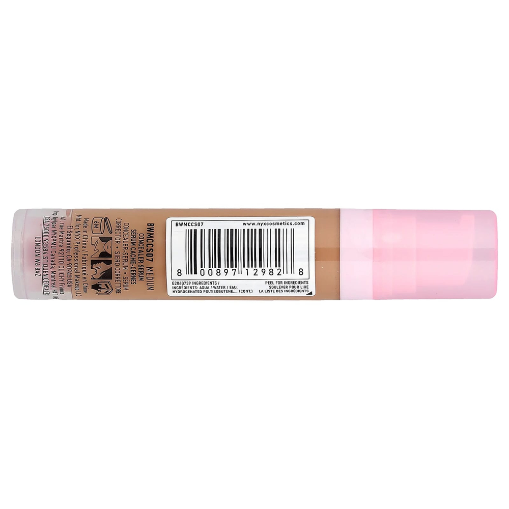 NYX Professional Makeup, Bare With Me, сыворотка-консилер, 07 Medium, 9,6 мл (0,32 жидк. Унции)