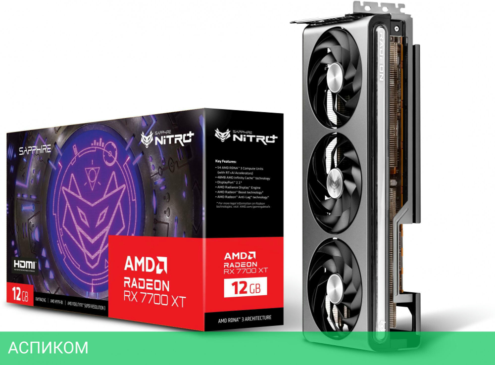 Видеокарта Sapphire Nitro+ Radeon RX 7700 XT GAMING OC 12Gb GDDR6 (11335-02-20G)