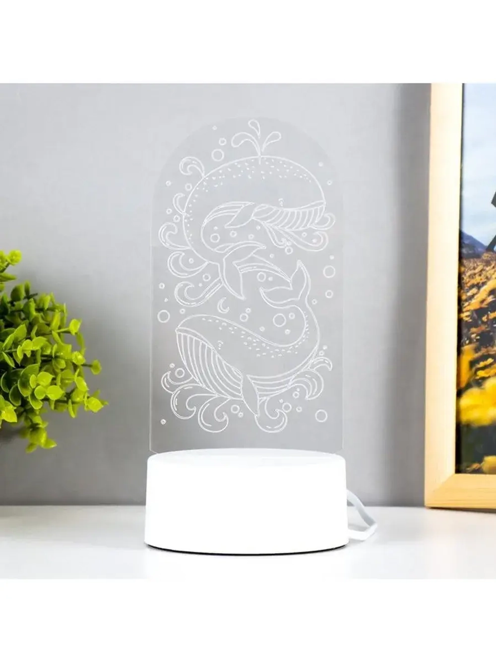 Светильник 3D ночник RISALUX «Кит», LED белый 8.5×9.5×16 см