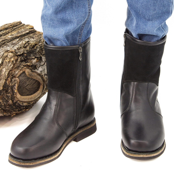 Унты укороченные мужские из кожи теленка и замши