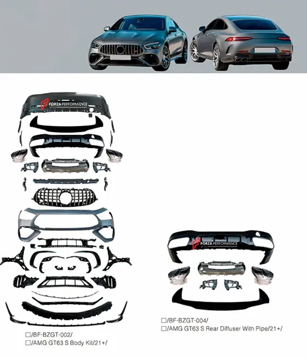Обвес переделка для MERCEDES BENZ AMG GT X290 GT43 GT50 GT53 ДО GT63 2018+ АМГ Мерседес Бенц