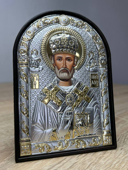 Николай Чудотворец, икона арочная, пластик 96х138