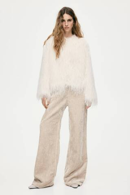 H&M Куртка с бахромой, кремовый