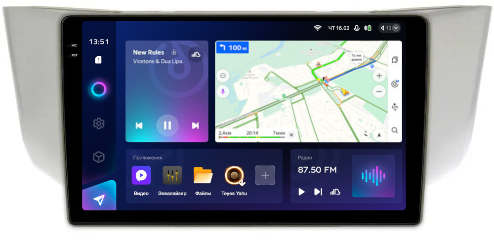 Магнитола для Toyota Harrier XU30 2003-2013, Lexus RX U30 2003-2009 (монохром, рамка вниз) - Teyes CC3-2K монитор 9.5" 2K QLED на Android 10, ТОП процессор, CarPlay, 4G SIM-слот