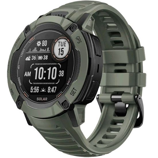 Ремешок 26 мм силиконовый для Garmin Instinct 2X Solar / Instinct 2X Solar Tactical оригинальное быстросъемное крепление Torch (Армейский зеленый)