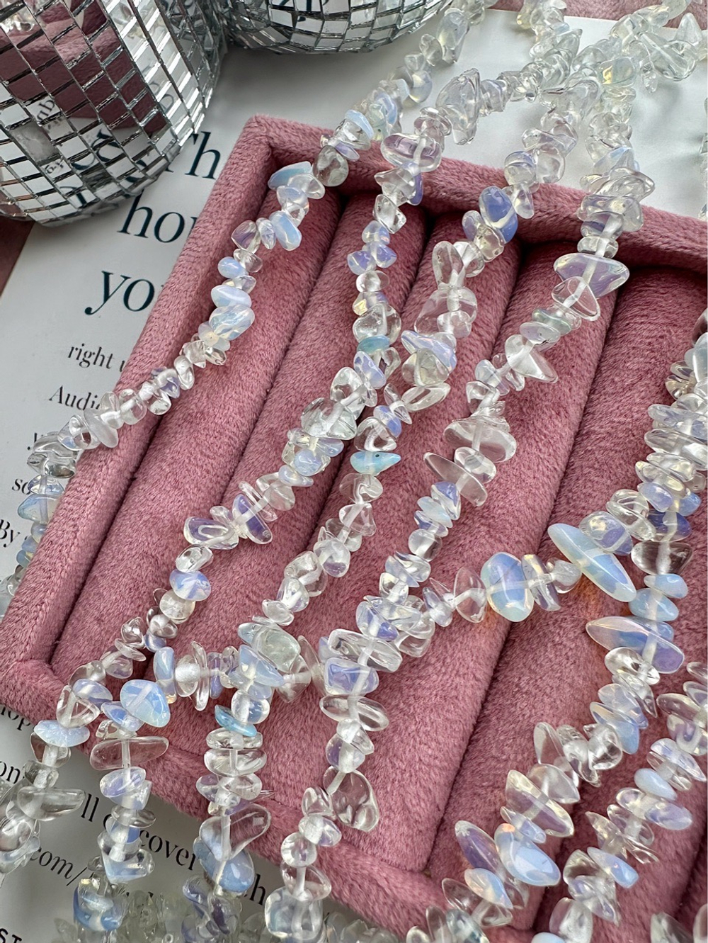 Нить бусины из опалита 5-12мм (галька)