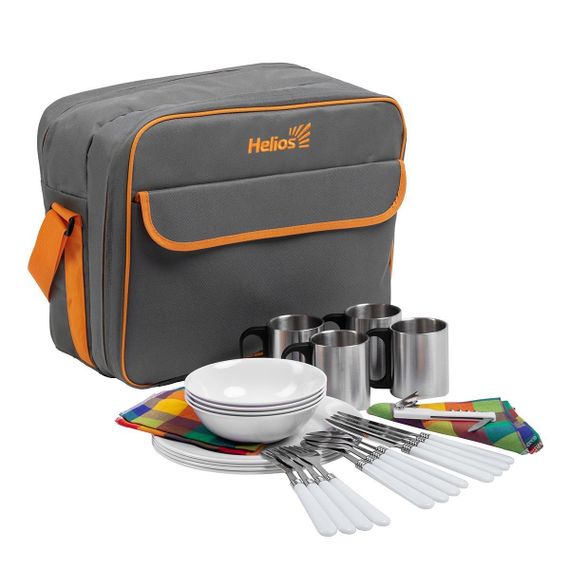 Набор для пикника Helios на 4 персоны серый HS-425(4)G