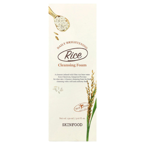 SKINFOOD, Осветляющая очищающая пенка с рисом для ежедневного применения, 150 мл (5,07 жидк. унц.)