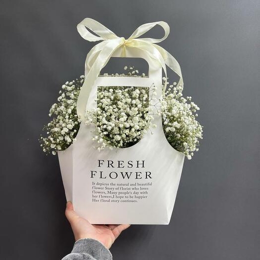 Белая гипсофила в сумочке