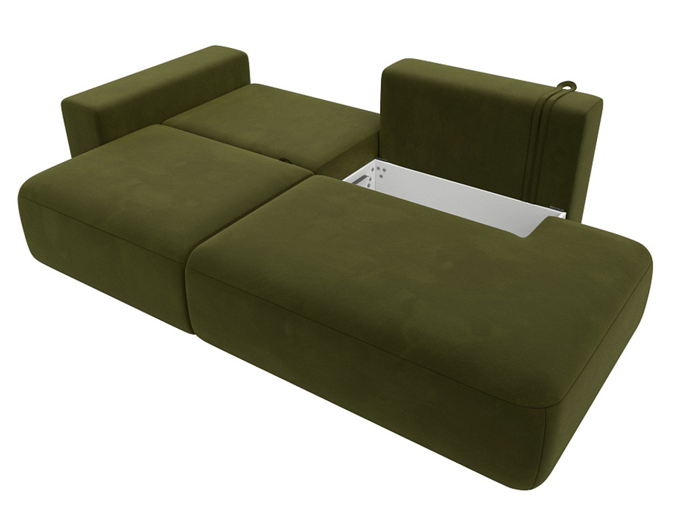 Диван угловой Лига-036 НПБ Модерн левый угол МИКРОВЕЛЬВЕТ Зеленый