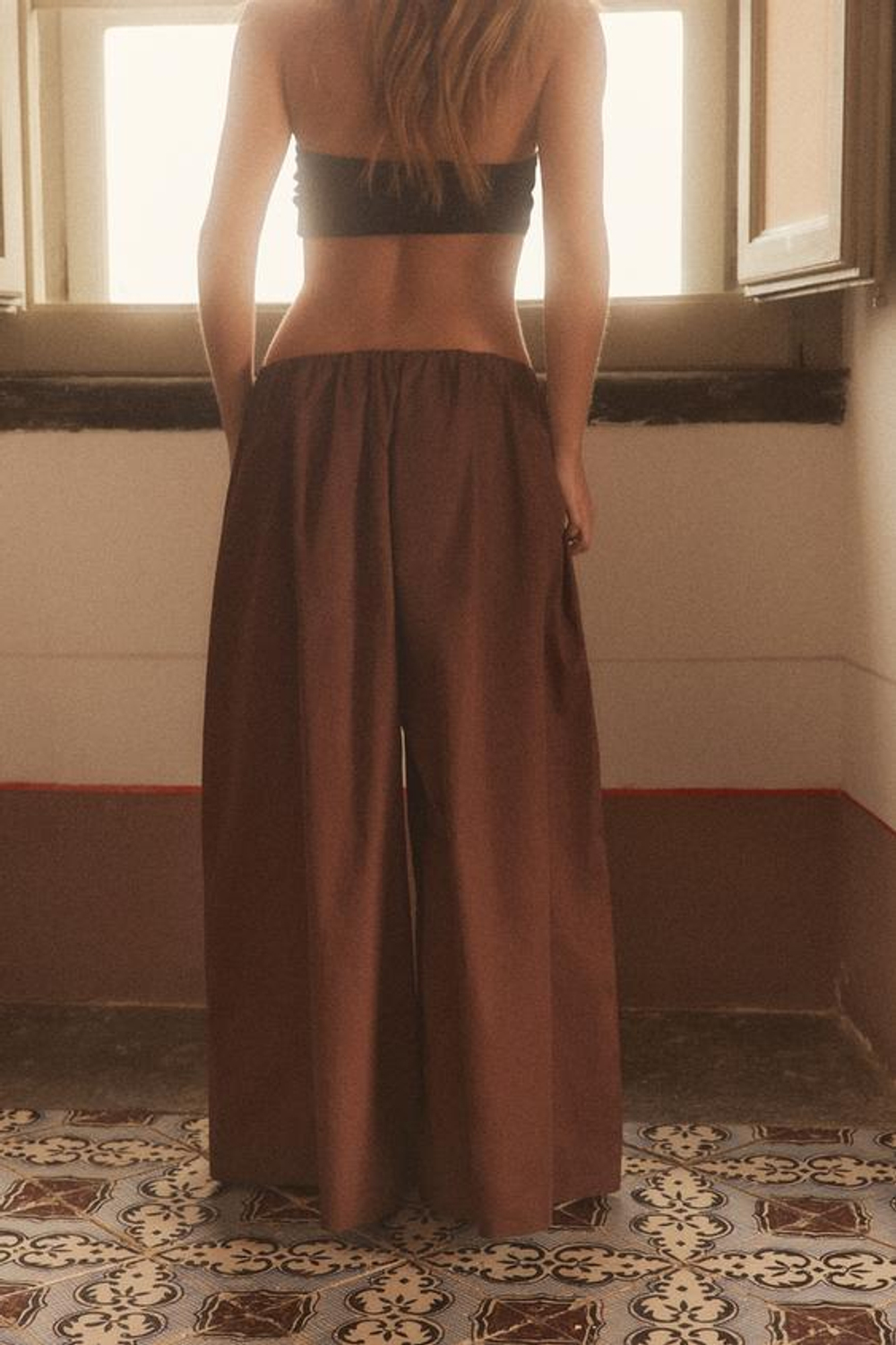 ZARA ШИРОКИЕ БРЮКИ-КЮЛОТЫ, ТЕМНО-КОРИЧНЕВЫЙ