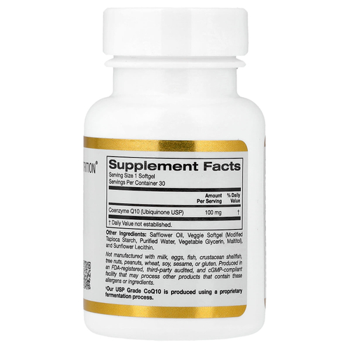 California Gold Nutrition, Коэнзим Q10, 100 мг, 30 растительных капсул
