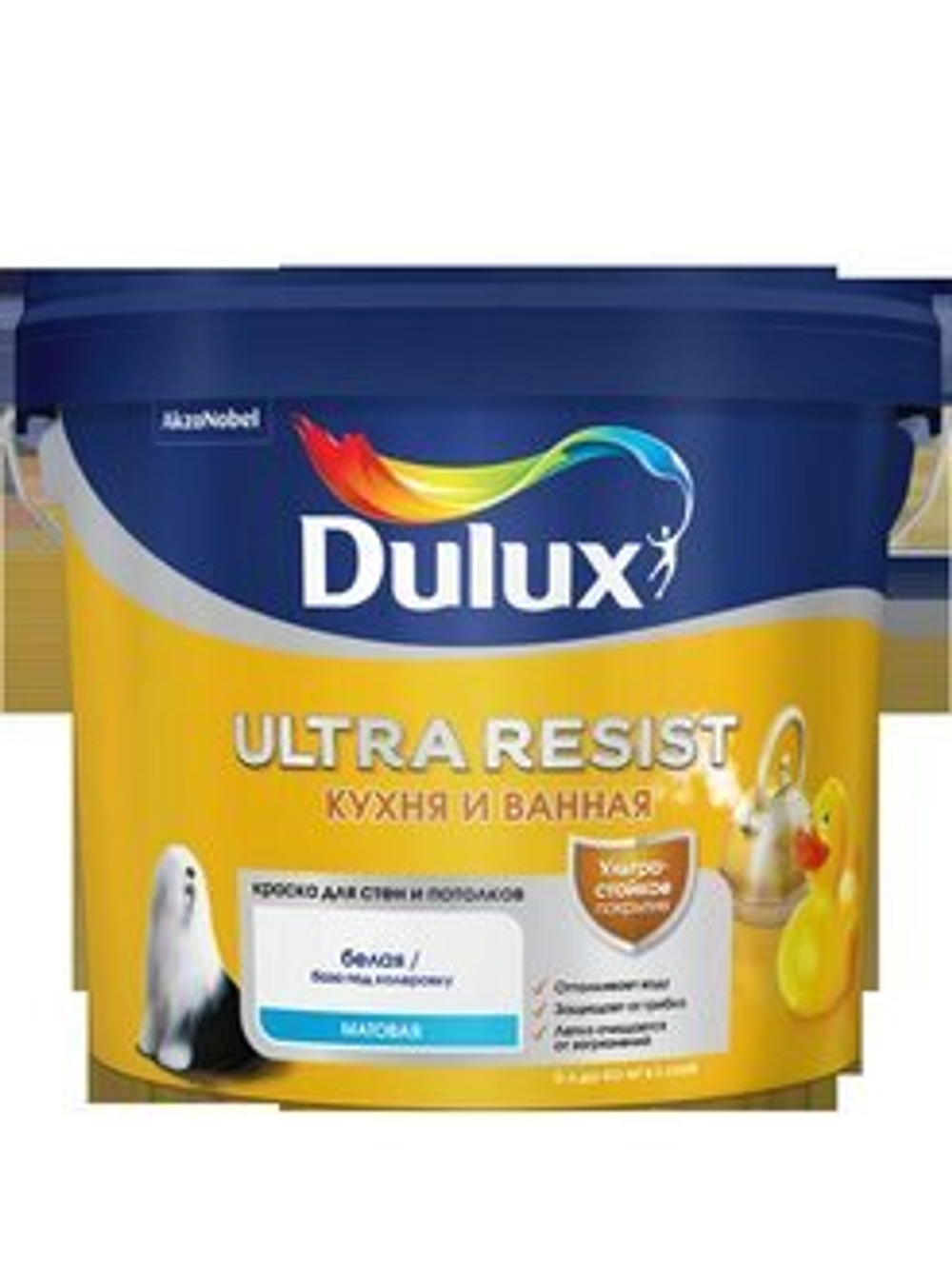 Краска для кухни и ванной латексная Dulux Ultra Resist матовая база BW