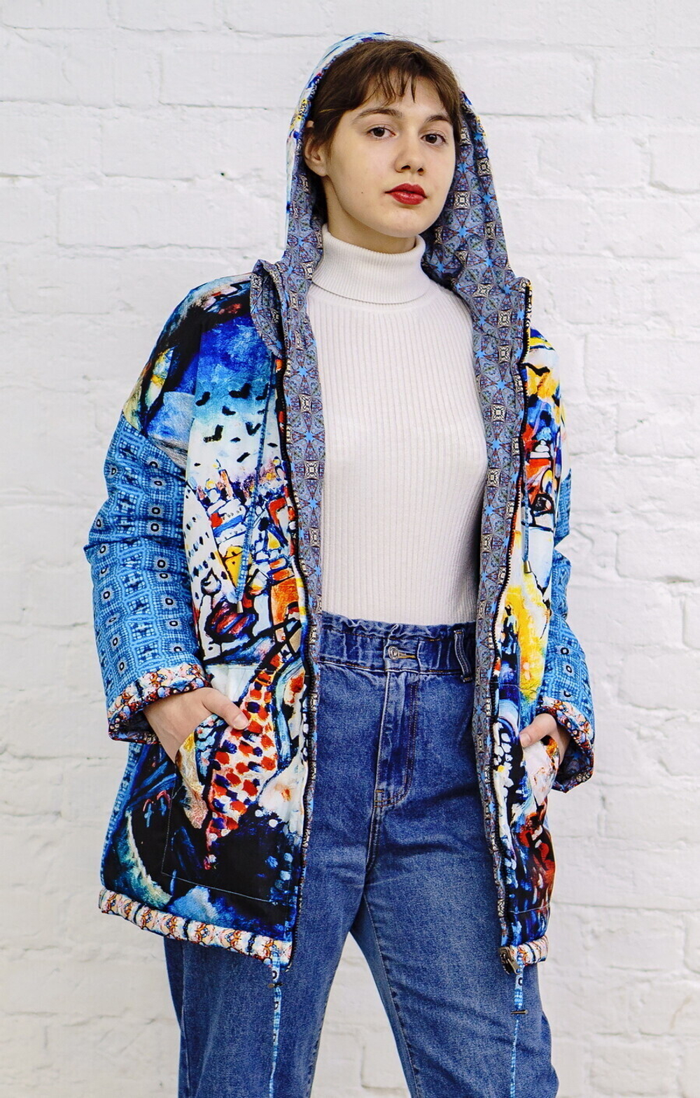 Двусторонняя куртка "Москва Кандинского", по мотивам живописи Василия Кандинского ("Москва. Красная площадь." 1916 г)