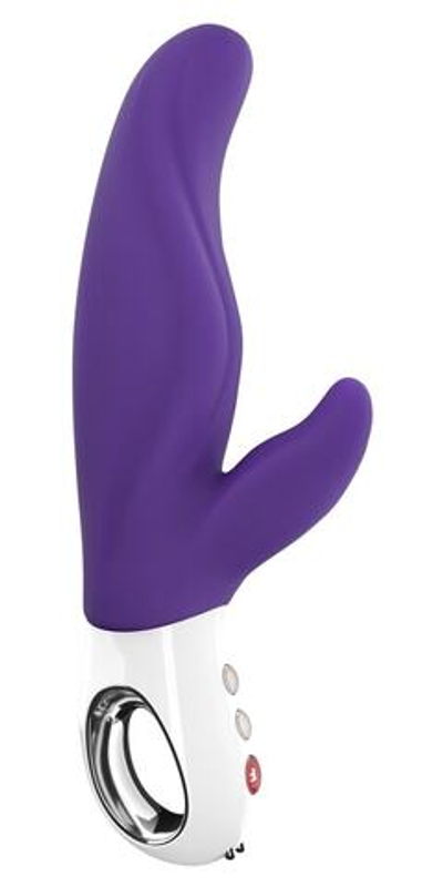 Фиолетовый вибратор с клиторальным отростком Lady Bi - 22,1 см. (Цвет: фиолетовый)