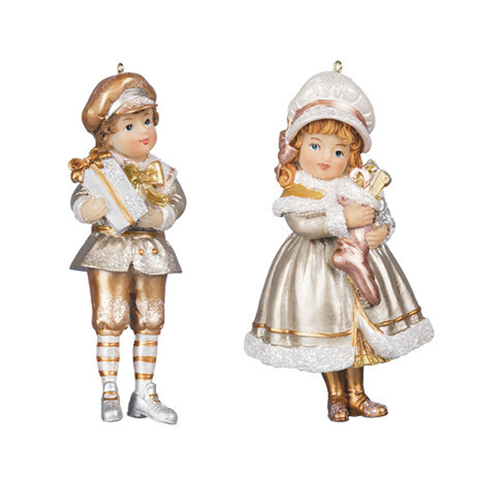 68453 Мальчик/Девочка с подарками 12см