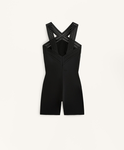 Oysho Укороченный компрессионный комбинезон, черный