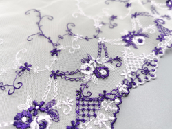 Вышивка на сетке, ПРАВАЯ, 18 см, шампань/фиолетовый,(Арт: VS-1023), м