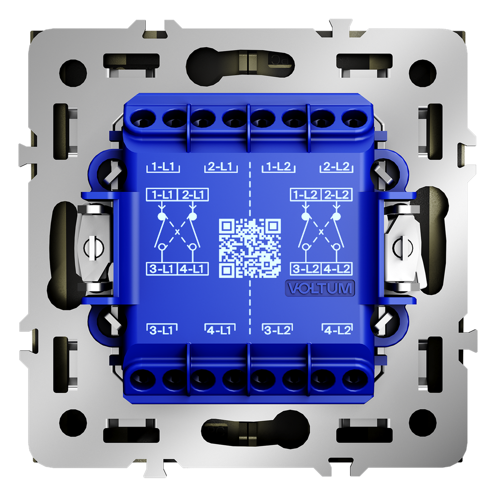 Перекрестный переключатель встраиваемый VOLTUM S70 двухклавишный 10А, (шелк)