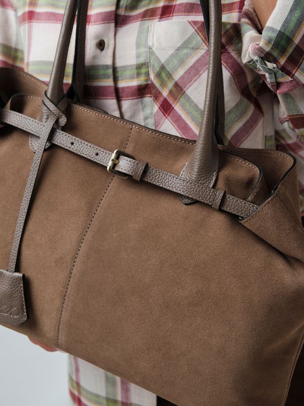 Замшевая сумка Daniela DBR 31375 серо-коричневый