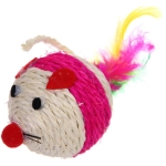 Игрушка - мышка для кошек «ЦЕПКИЕ ЛАПКИ», канатная с пёрышками, микс 4 цвета, 8*6см (пакет с хедером)