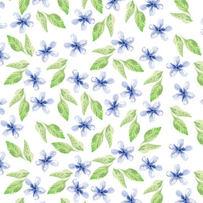 Синие цветы с листьями