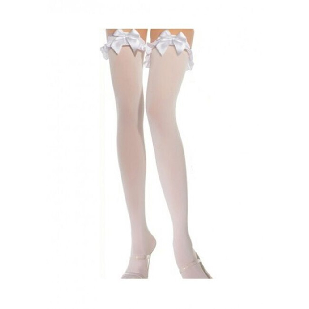 Белые лайкровые чулки с атласными бантами SL (42-46) (Цвет: белый)